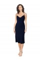 Cowl Neck Midi Length Silk like Satin Dark Navy Sleeveless Formal Evening Gown / Prom Dress / Bridesmaid Dress Victoria