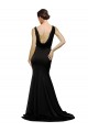 V-Neck Sweep Train Silk like Satin Black Sleeveless Formal Evening Gown / Prom Dress / Bridesmaid Dress Victoria