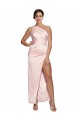 One Shoulder Long Silk like Satin Pink Sleeveless Semi Formal Evening Dress / Prom Dress / Bridesmaid Dress Victoria