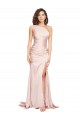 One Shoulder Long Silk like Satin Pink Sleeveless Black Tie Evening Dress / Prom Dress / Bridesmaid Dress Victoria