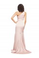 One Shoulder Long Silk like Satin Pink Sleeveless Black Tie Evening Dress / Prom Dress / Bridesmaid Dress Victoria
