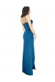 Spaghetti Straps Long Silk like Satin Peacock Blue Sleeveless Formal Evening Gown / Prom Dress / Bridesmaid Dress Victoria