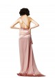 One Shoulder Long Silk like Satin Dusty Pink Sleeveless Formal Evening Gown / Prom Dress / Bridesmaid Dress Victoria