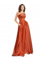 Round Neck Sweep Train Silk like Satin Burnt Orange Sleeveless Formal Evening Gown / Prom Dress / Bridesmaid Dress Victoria