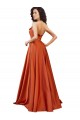 Round Neck Sweep Train Silk like Satin Burnt Orange Sleeveless Formal Evening Gown / Prom Dress / Bridesmaid Dress Victoria