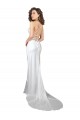 Cowl Neck Sweep Train Silk like Satin White Sleeveless Beach Wedding Dress Victoria
