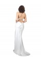 Cowl Neck Sweep Train Silk like Satin White Sleeveless Beach Wedding Dresses Victoria