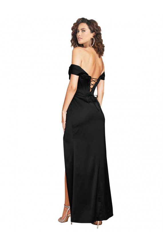 Sweetheart Long Silk like Satin Black Sleeveless Black Tie Evening Gown / Prom Dress / Bridesmaid Dress Victoria