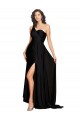 One Shoulder Long Silk like Satin Black Sleeveless Black Tie Evening Gown / Prom Dress / Bridesmaid Dress Victoria
