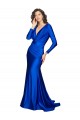 V-Neck Long Silk like Satin Royal Blue Long Sleeves Formal Evening Gown / Prom Dress / Bridesmaid Dress Victoria