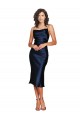 Cowl Neck Cocktail Length Silk like Satin Dark Navy Sleeveless Formal Evening Gown / Prom Dress / Bridesmaid Dress Victoria