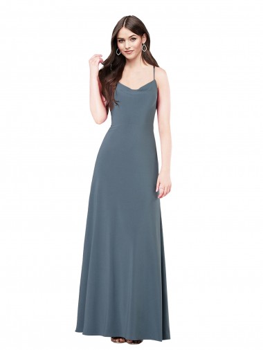 V-Neck Long Spandex Slate Grey Sleeveless Prom Dress / Bridesmaid Dress Victoria