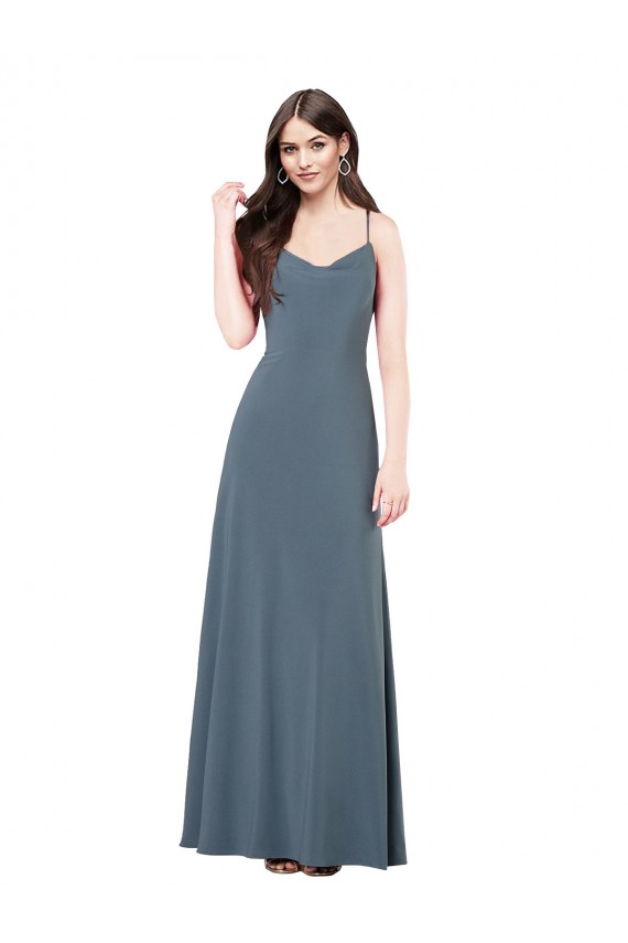 V-Neck Long Spandex Slate Grey Sleeveless Prom Dress / Bridesmaid Dress Victoria