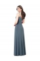 V-Neck Long Spandex Slate Grey Sleeveless Prom Dress / Bridesmaid Dress Victoria