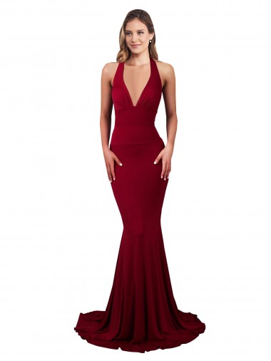 V-Neck Long Spandex Burgundy Sleeveless Formal Evening Gown / Prom Dress / Bridesmaid Dress Victoria