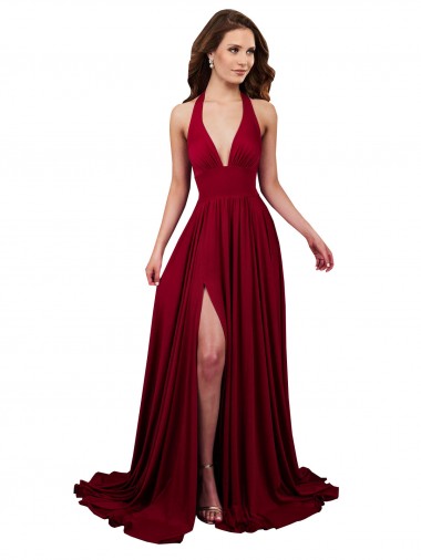 V-Neck Long Spandex Burgundy Sleeveless Black Tie Evening Gown / Prom Dress / Bridesmaid Dress Victoria