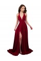 V-Neck Long Spandex Burgundy Sleeveless Black Tie Evening Gown / Prom Dress / Bridesmaid Dress Victoria