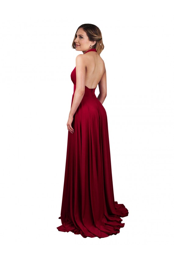 V-Neck Long Spandex Burgundy Sleeveless Black Tie Evening Gown / Prom Dress / Bridesmaid Dress Victoria