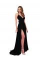 V-Neck Long Spandex Black Sleeveless Black Tie Evening Gown / Prom Dress / Bridesmaid Dress Victoria