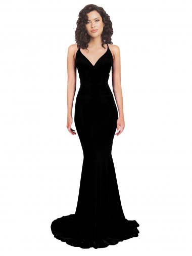 V-Neck Long Spandex Black Sleeveless Formal Evening Gown / Prom Dress / Bridesmaid Dress Victoria