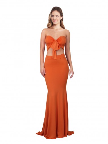 Strapless Long Spandex Orange Sleeveless Formal Evening Gown / Prom Dress / Bridesmaid Dress Victoria