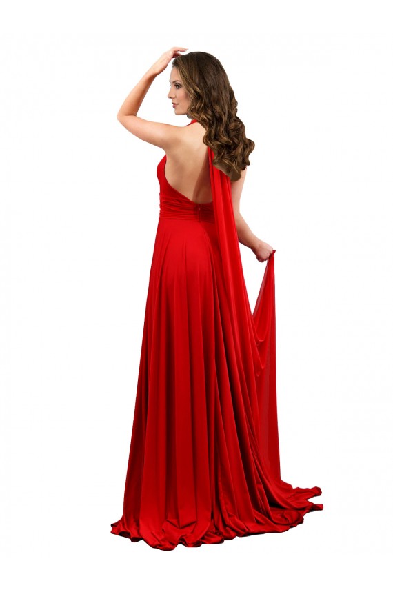 Halter Neck Long Spandex Red Sleeveless Formal Evening Gown / Prom Dress / Bridesmaid Dress Victoria