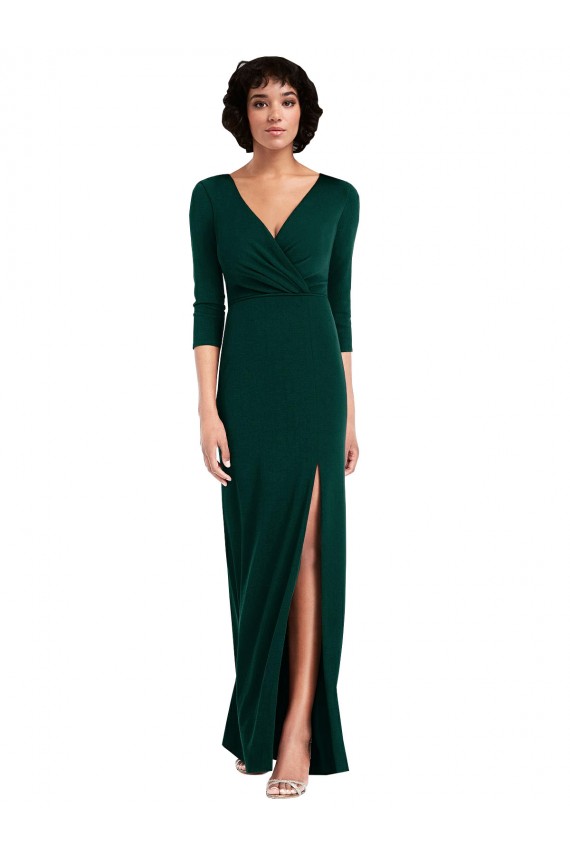 V-Neck Long Spandex Dark Green Long Sleeves Formal Evening Gown / Prom Dress / Bridesmaid Dress Victoria