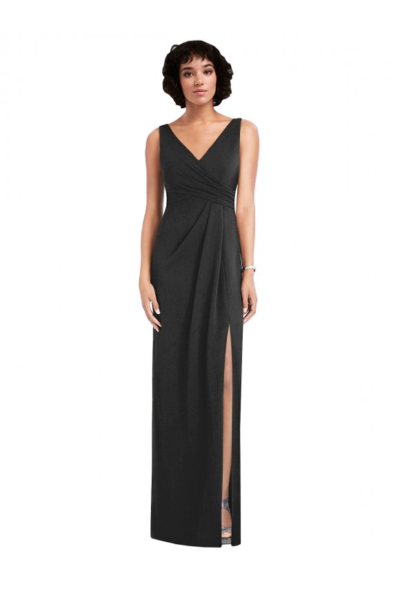 V-Neck Long Spandex Black Sheath Sleeveless Formal Evening Gown / Prom Dress / Bridesmaid Dress Victoria