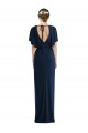 Bateau Neck Long Spandex Dark Navy Short Sleeves Semi Formal Evening Dress / Prom Dress / Bridesmaid Dress Victoria
