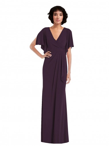 V-Neck Long Spandex Grape Split Sleeves Formal Evening Gown / Prom Dress / Bridesmaid Dress Victoria
