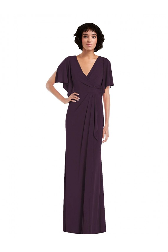 V-Neck Long Spandex Grape Split Sleeves Formal Evening Gown / Prom Dress / Bridesmaid Dress Victoria