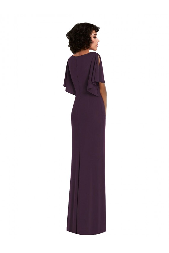 V-Neck Long Spandex Grape Split Sleeves Formal Evening Gown / Prom Dress / Bridesmaid Dress Victoria