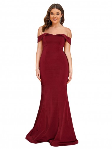 Off the Shoulder Long Spandex Burgundy Sleeveless Formal Plus Size Evening Gown / Prom Dress / Bridesmaid Dress Victoria