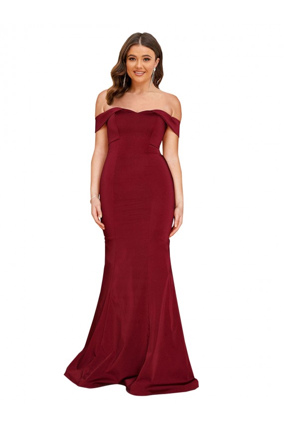 Off the Shoulder Long Spandex Burgundy Sleeveless Formal Plus Size Evening Gown / Prom Dress / Bridesmaid Dress Victoria