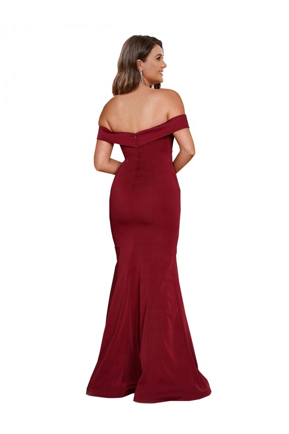Off the Shoulder Long Spandex Burgundy Sleeveless Formal Plus Size Evening Gown / Prom Dress / Bridesmaid Dress Victoria
