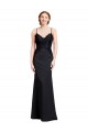 V-Neck Long Stretch Crepe Black Mermaid Sleeveless Prom Dress / Bridesmaid Dress Victoria