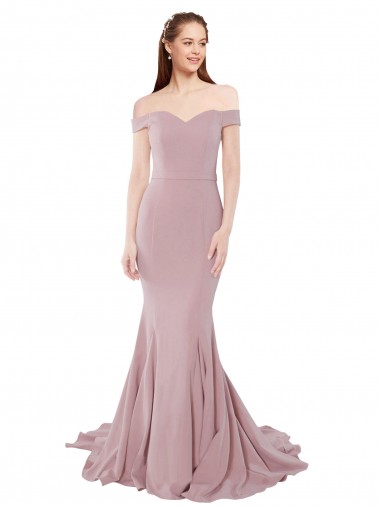 Sweetheart Sweep Train Stretch Crepe Dusty Pink Sleeveless Bridesmaid Dress / Evening Dress Victoria
