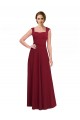 Square Neck Long Stretch Crepe Burgundy Sleeveless Prom Dress / Bridesmaid Dress Victoria