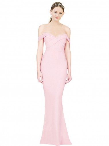 Strapless Long Stretch Crepe Pink Sleeveless Formal Evening Gown / Prom Dress / Bridesmaid Dress Victoria