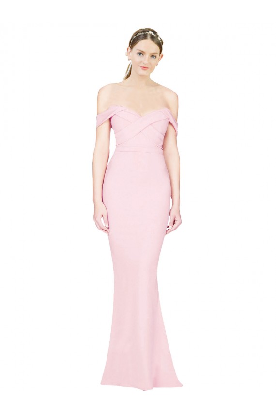 Strapless Long Stretch Crepe Pink Sleeveless Formal Evening Gown / Prom Dress / Bridesmaid Dress Victoria