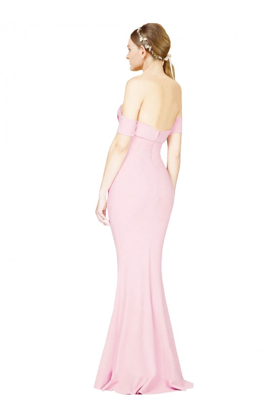 Strapless Long Stretch Crepe Pink Sleeveless Formal Evening Gown / Prom Dress / Bridesmaid Dress Victoria
