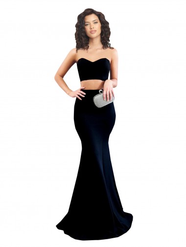 High Neck Long Stretch Crepe Black Sleeveless Formal Evening Gown / Prom Dress / Bridesmaid Dress Victoria