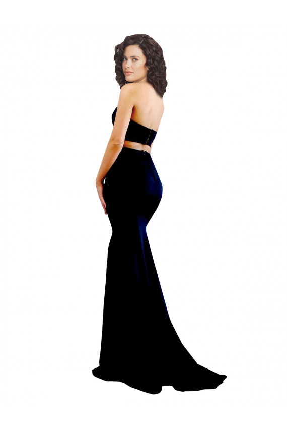 High Neck Long Stretch Crepe Black Sleeveless Formal Evening Gown / Prom Dress / Bridesmaid Dress Victoria