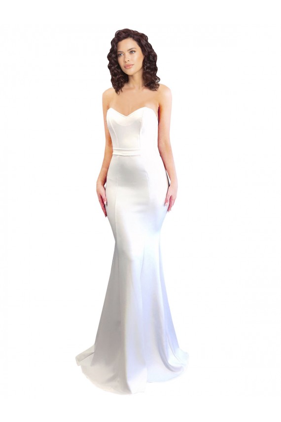 High Neck Long Stretch Crepe White Sleeveless Formal Evening Gown / Prom Dress / Bridesmaid Dress Victoria