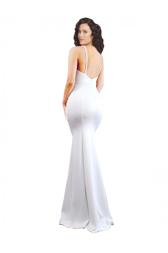High Neck Long Stretch Crepe White Sleeveless Black Tie Evening Gown / Prom Dress / Bridesmaid Dress Victoria