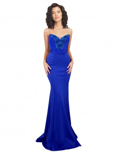 High Neck Long Stretch Crepe Royal Blue Sleeveless Formal Evening Gown / Prom Dress / Bridesmaid Dress Victoria