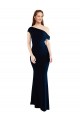 One Shoulder Long Stretch Crepe Dark Navy Sleeveless Formal Evening Gown / Prom Dress / Bridesmaid Dress Victoria