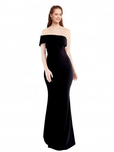 One Shoulder Long Stretch Crepe Black Sleeveless Formal Evening Gown / Prom Dress / Bridesmaid Dress Victoria