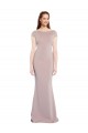 Boat Neck Long Stretch Crepe Dusty Pink Cap Sleeves Formal Evening Gown / Prom Dress / Bridesmaid Dress Victoria
