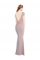 Boat Neck Long Stretch Crepe Dusty Pink Cap Sleeves Formal Evening Gown / Prom Dress / Bridesmaid Dress Victoria